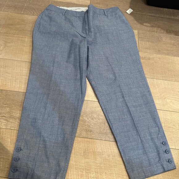 TALBOTS WOMENS 16W BLUE KHAKI CROPPED PANTS NEW - Picture 1 of 12